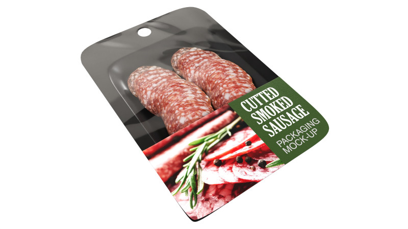 Sliced smoked sausage with packaging 3D Модель .c4d .max .obj .3ds .fbx .stl .blend