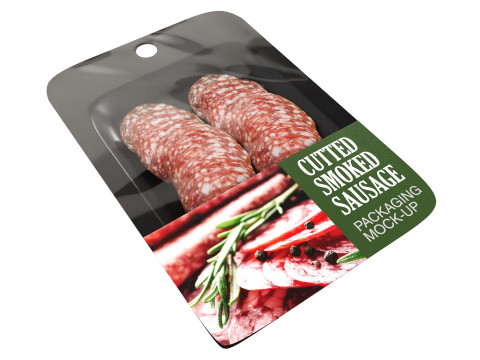 Sliced smoked sausage with packaging 3D 模型