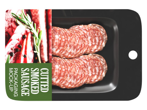 Sliced smoked sausage with packaging 3D Модель