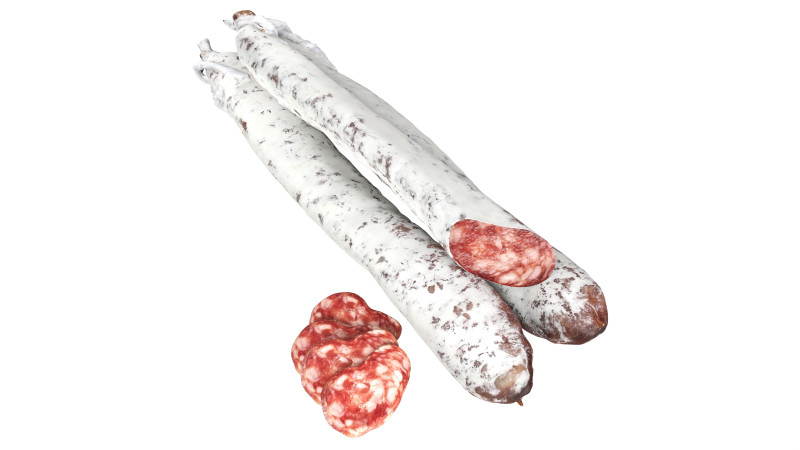 Dried sausage long whole and slices 01 Modelo 3D .c4d .max .obj .3ds .fbx .stl .blend