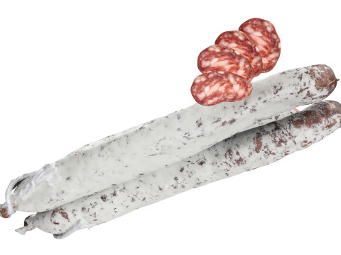Dried sausage long whole and slices 01 Modelo 3D