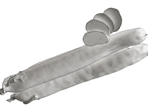 Lingui&ccedil;a seca longa inteira e fatias 01 Modelo 3D