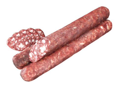 Dried sausage long whole and slices 02 3D 모델