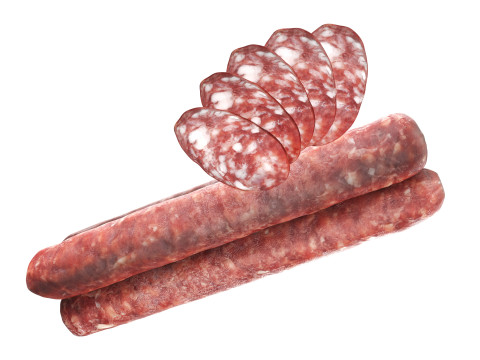 Dried sausage long whole and slices 02 3D 모델