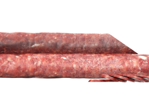 Dried sausage long whole and slices 02 3D 모델