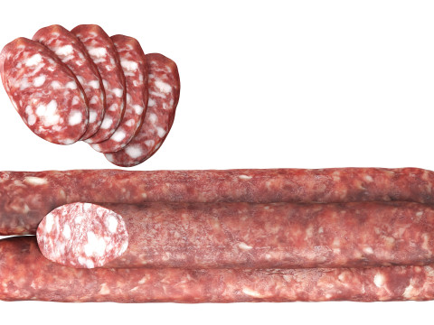 Dried sausage long whole and slices 02 3D 모델