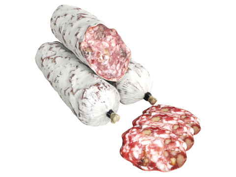 Dried sausage with walnuts whole and slices Modello 3D