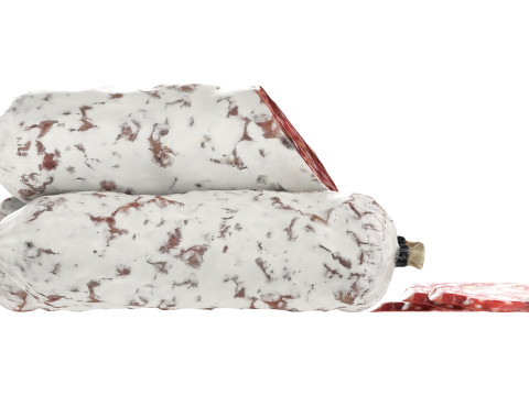 Dried sausage with walnuts whole and slices 3D 모델