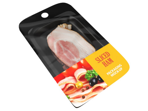 Ham slices with packaging 3D 模型