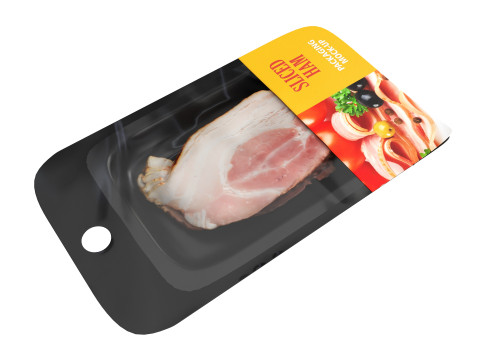 Ham slices with packaging Modèle 3D