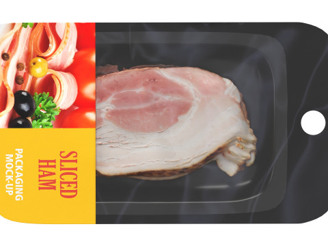 Ham slices with packaging Modèle 3D
