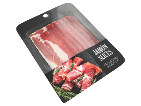Pork leg Jamon slices with packaging 3D 模型