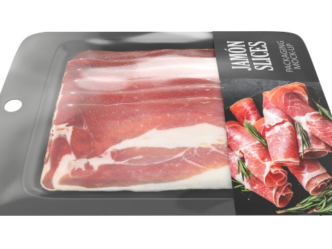 Pork leg Jamon slices with packaging Modello 3D