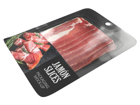 Pork leg Jamon slices with packaging Modello 3D