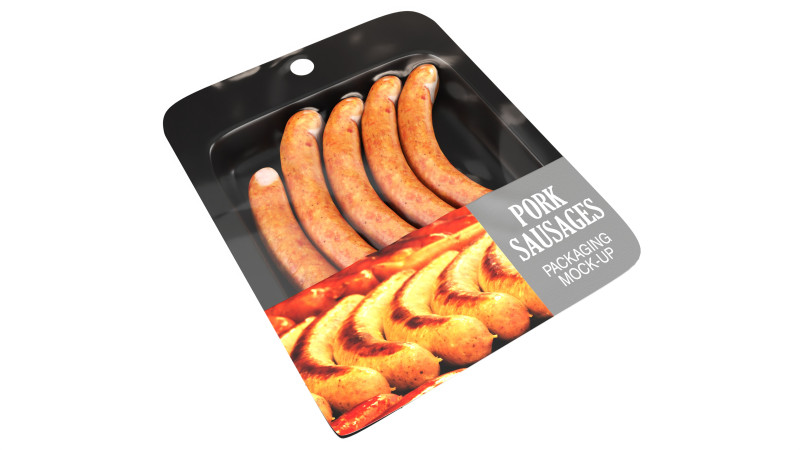 Pork sausages thin with packaging 01 3D Model .c4d .max .obj .3ds .fbx .stl .blend