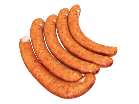 Pork sausages thin with packaging 01 3D Model