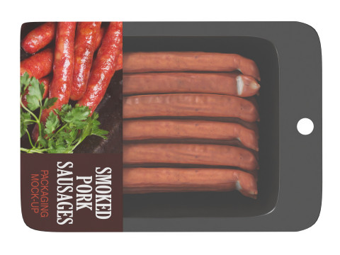 Pork smoked sausages thin with packaging 01 3D 모델