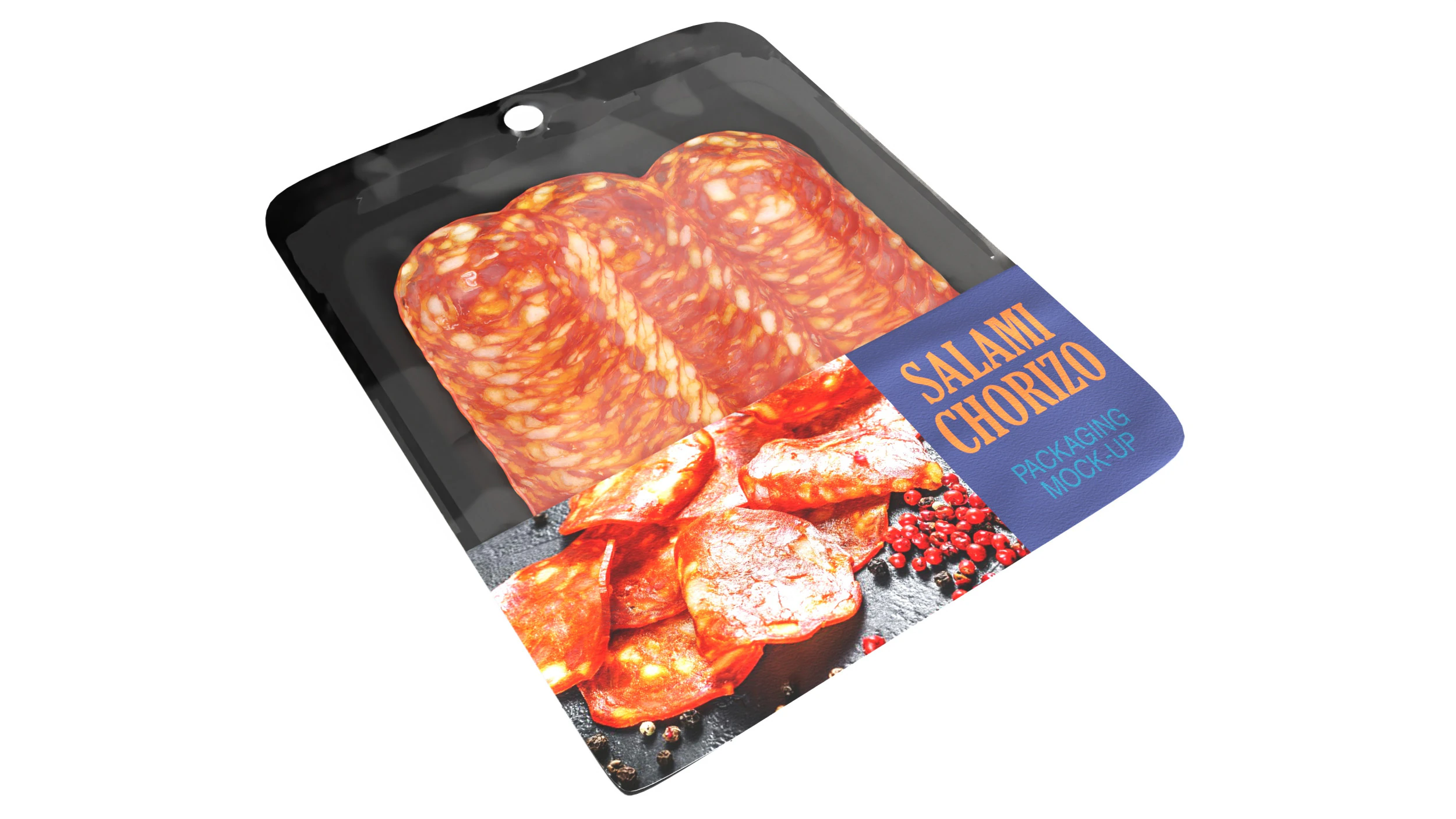 Salami Chorizo slices with packaging 3D Model .c4d .max .obj .3ds .fbx .stl .blend