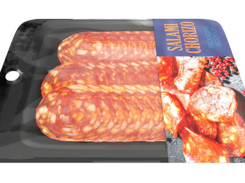 Salami Chorizo slices with packaging 3D Model