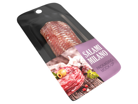 Salami Milano slices with packaging 3D 模型