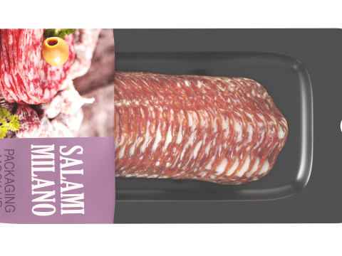 Salami Milano slices with packaging 3D 모델