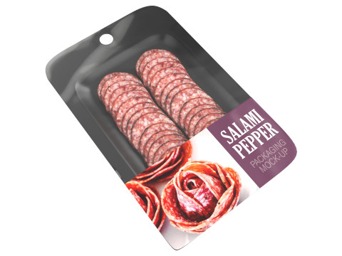 Salami pepper slices with packaging 3D 模型