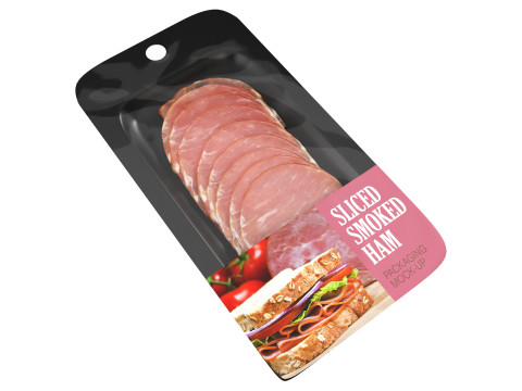 Sliced ham with packaging 01 3D 模型