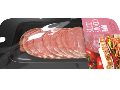 Sliced ham with packaging 01 3D Model
