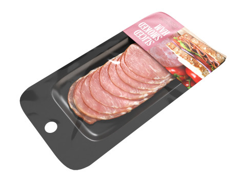 Sliced ham with packaging 01 3D Model
