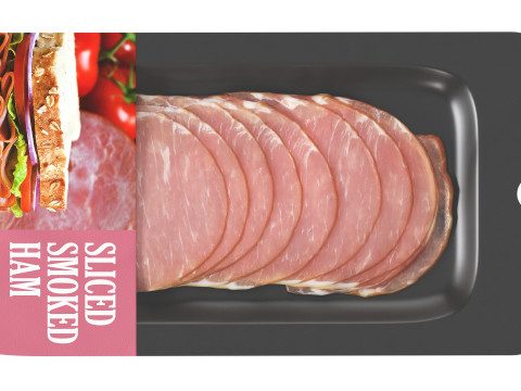 Sliced ham with packaging 01 3D Model