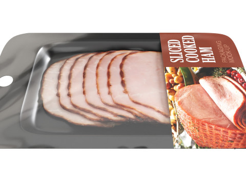 Sliced ham with packaging 02 Model 3D