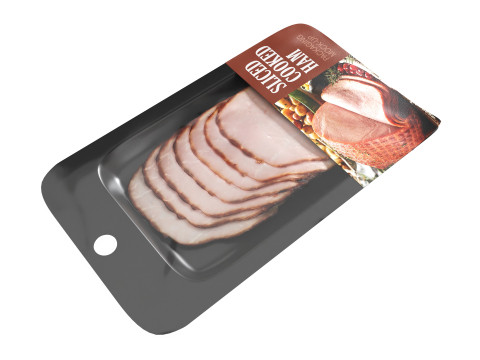 Sliced ham with packaging 02 Model 3D