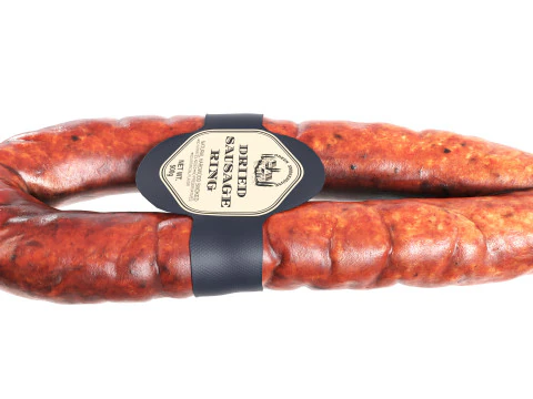 Smoked sausage ring with label 3D Model