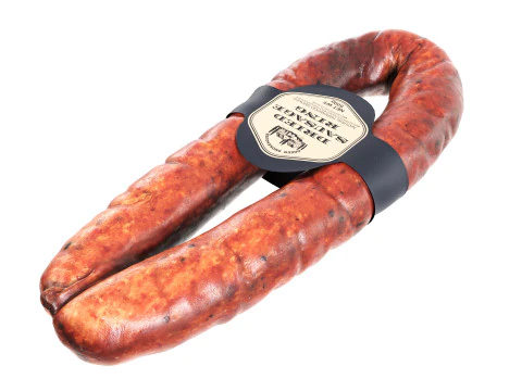 Smoked sausage ring with label 3D Model