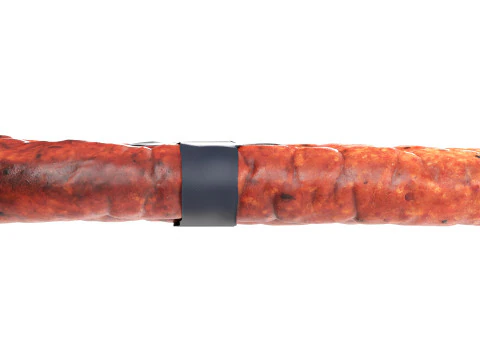 Smoked sausage ring with label 3D Model