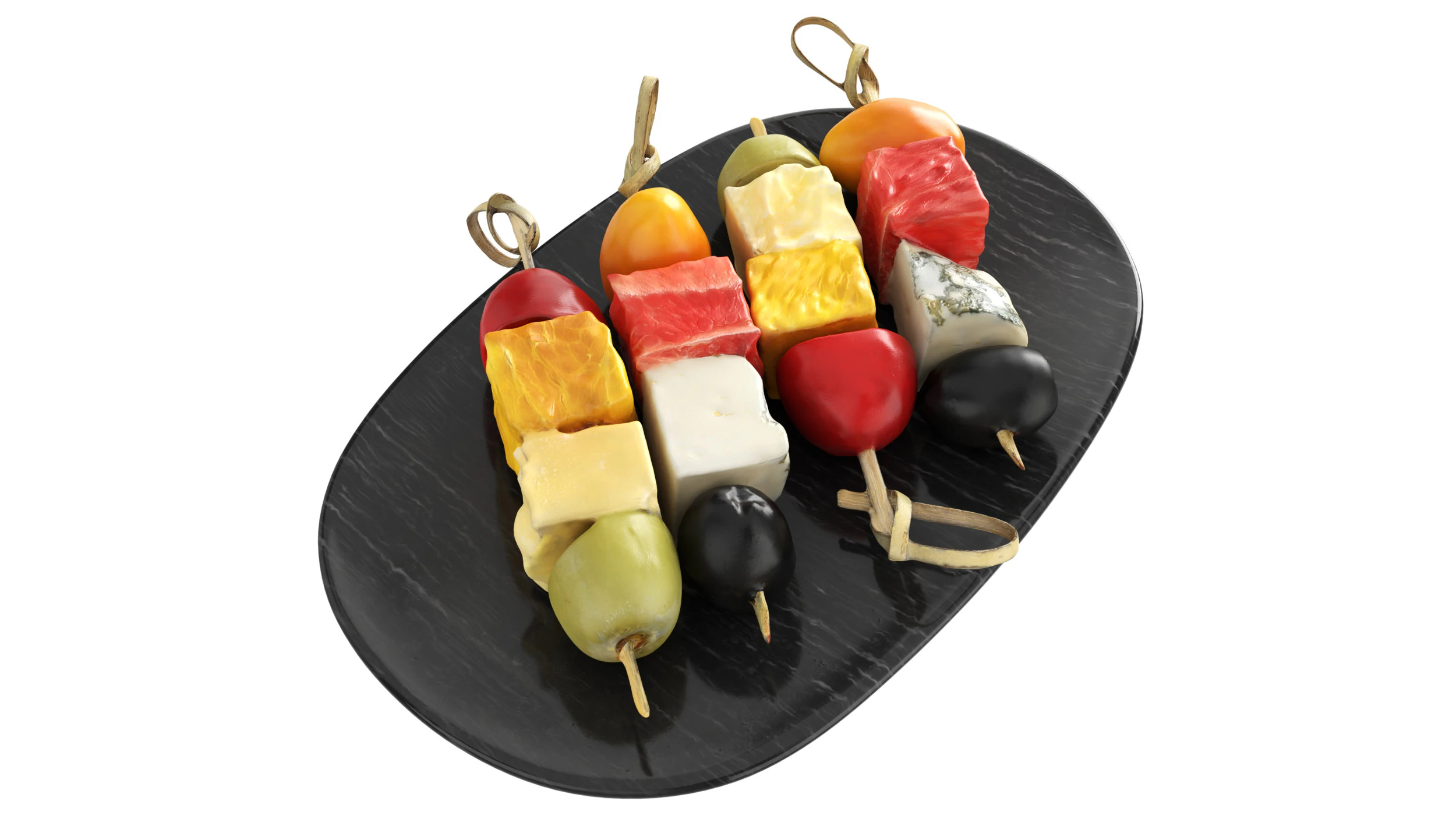 Assorted canapes on saucer 3D Model .c4d .max .obj .3ds .fbx .stl .blend 