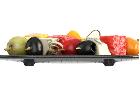 Assorted canapes on saucer 3D Model