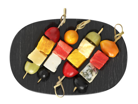 Assorted canapes on saucer 3D 모델