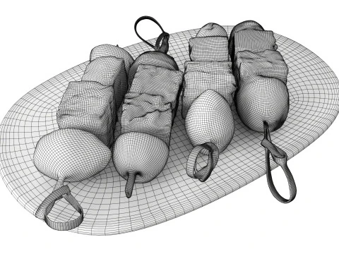 Assorted canapes on saucer 3D Model