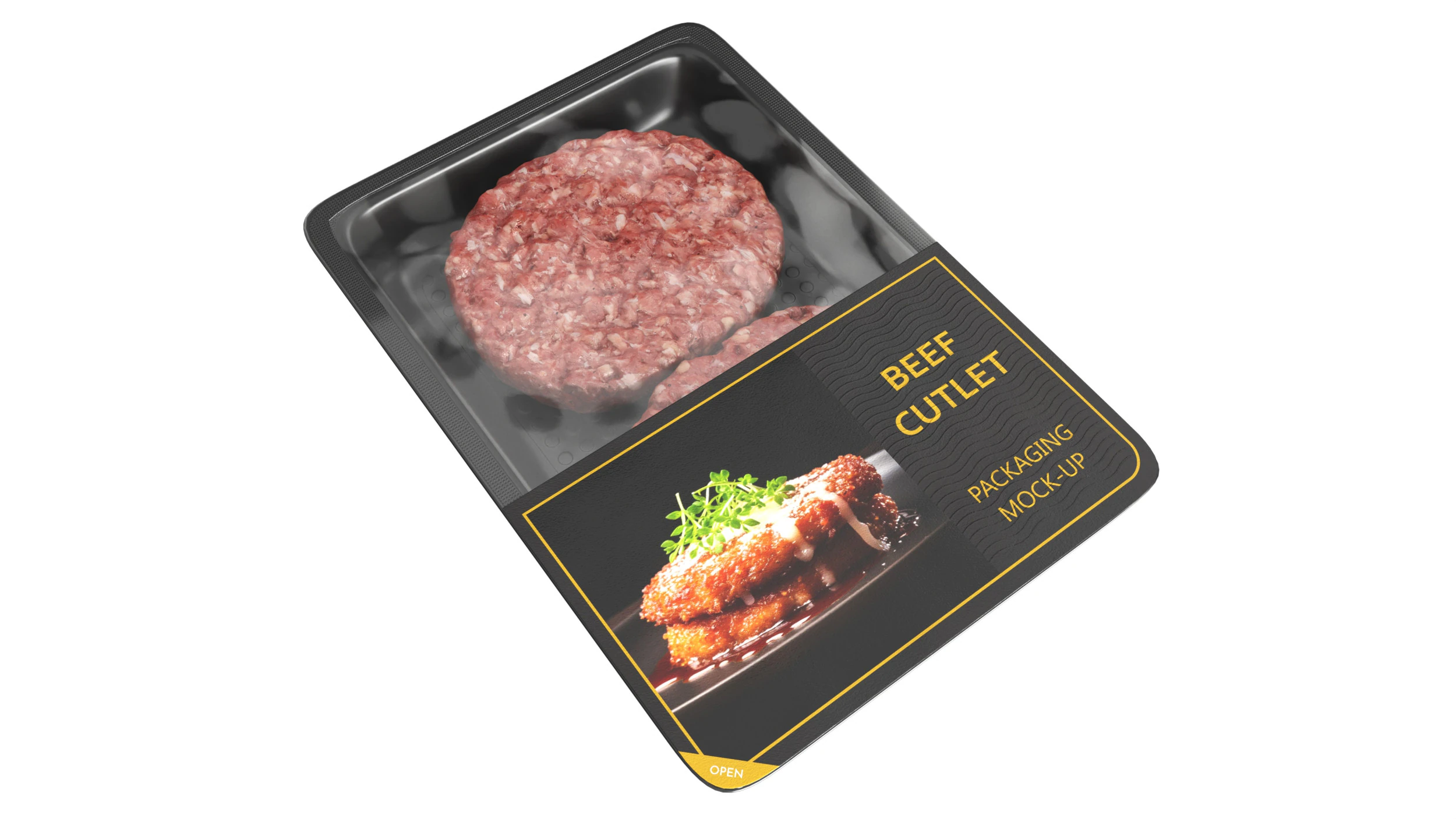 Beef cutlet raw in packaging 3D Model .c4d .max .obj .3ds .fbx .stl .blend