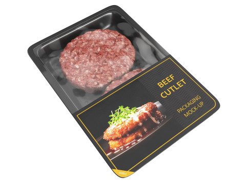 Beef cutlet raw in packaging 3D Модель