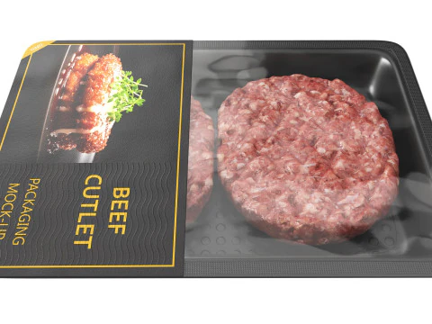 Beef cutlet raw in packaging 3D Model