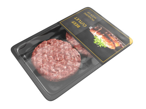 Beef cutlet raw in packaging 3D Model