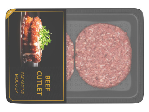 Beef cutlet raw in packaging 3D Model