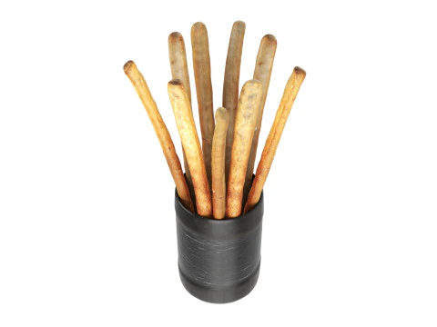 Crispy bread sticks in cup 3D Model