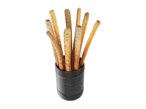 Crispy bread sticks in cup 3D Model
