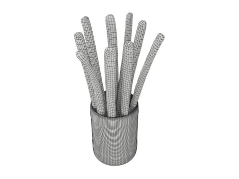 Crispy bread sticks in cup 3D Model