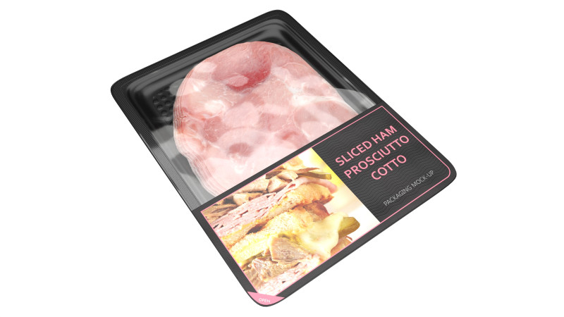 Ham Prosciutto Cotto sliced in packaging 3D मॉडल .c4d .max .obj .3ds .fbx .stl .blend 