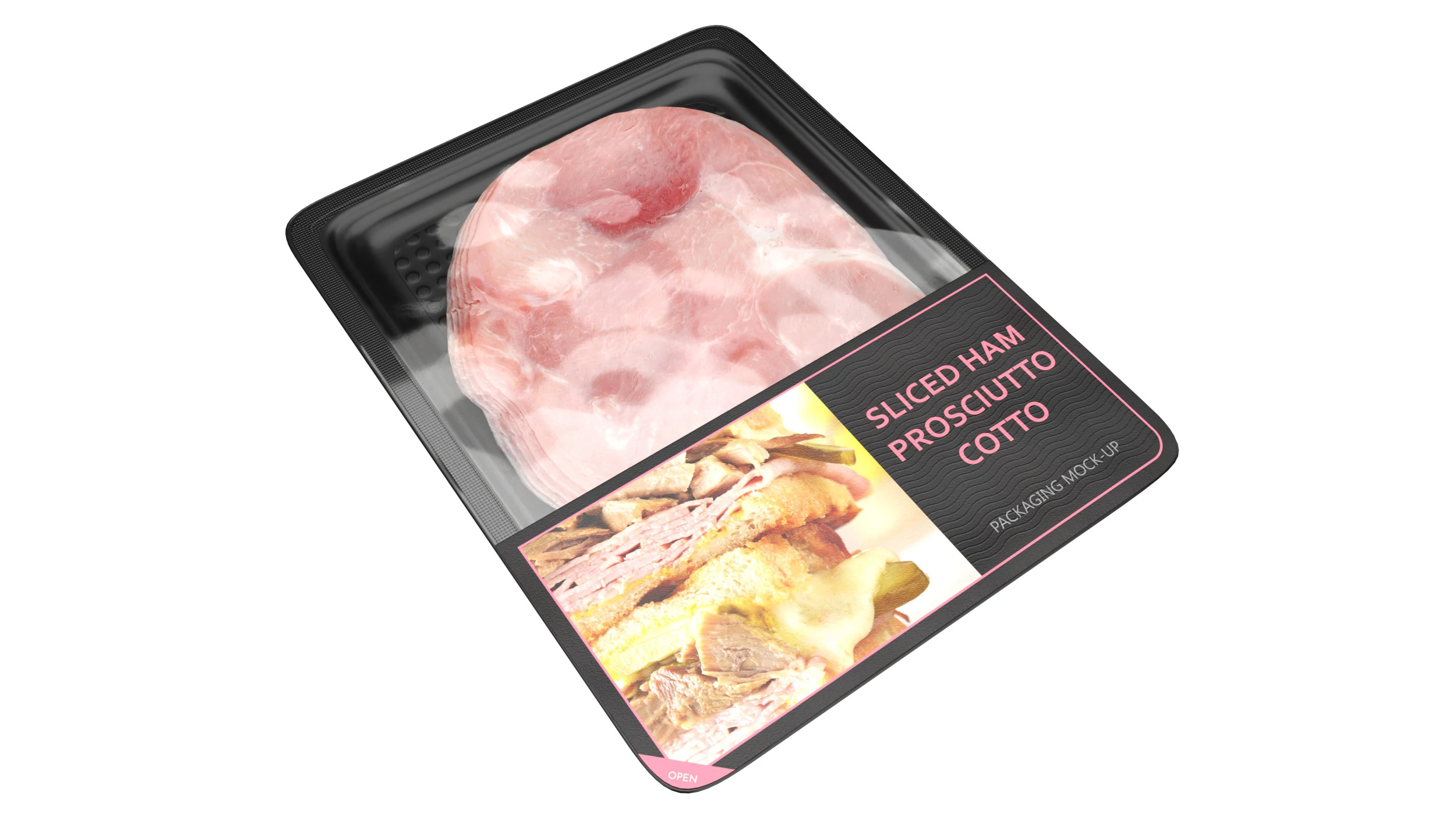 Ham Prosciutto Cotto sliced in packaging 3D Model .c4d .max .obj .3ds .fbx .stl .blend