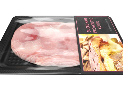 Ham Prosciutto Cotto sliced in packaging 3D Model
